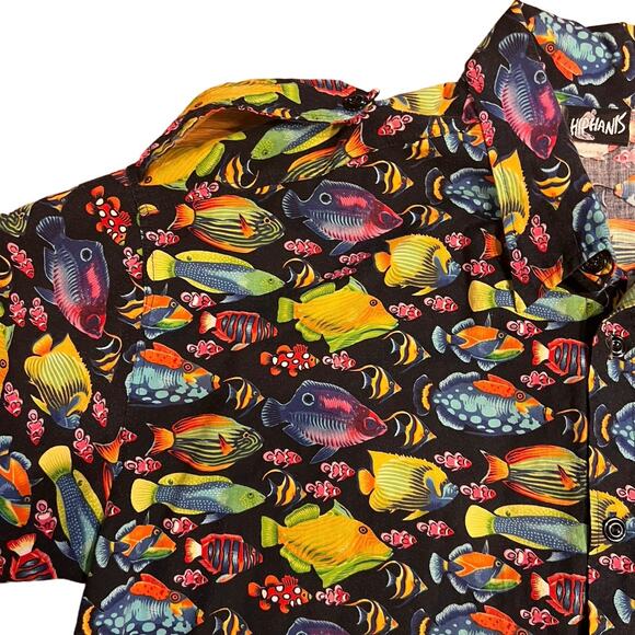 Vintage Hiphanis Colorful Fish Printed Short Sleeve Shirt Men’s Size XL Vtg 90s - Picture 5 of 8